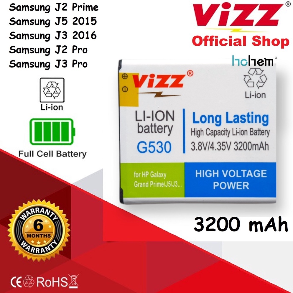 REKOMENDASI. Baterai Vizz Double Power Original Samsung Galaxy Grand Prime J2 Prime J5 2015 A2 Core 