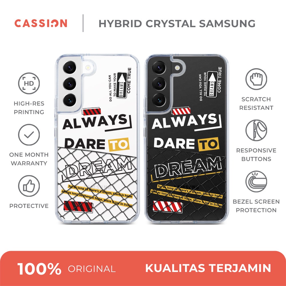 Cassion Hybrid Case For Samsung S23 S22 S21 S20 Note 20 FE Plus Ultra Case Dare to Dream