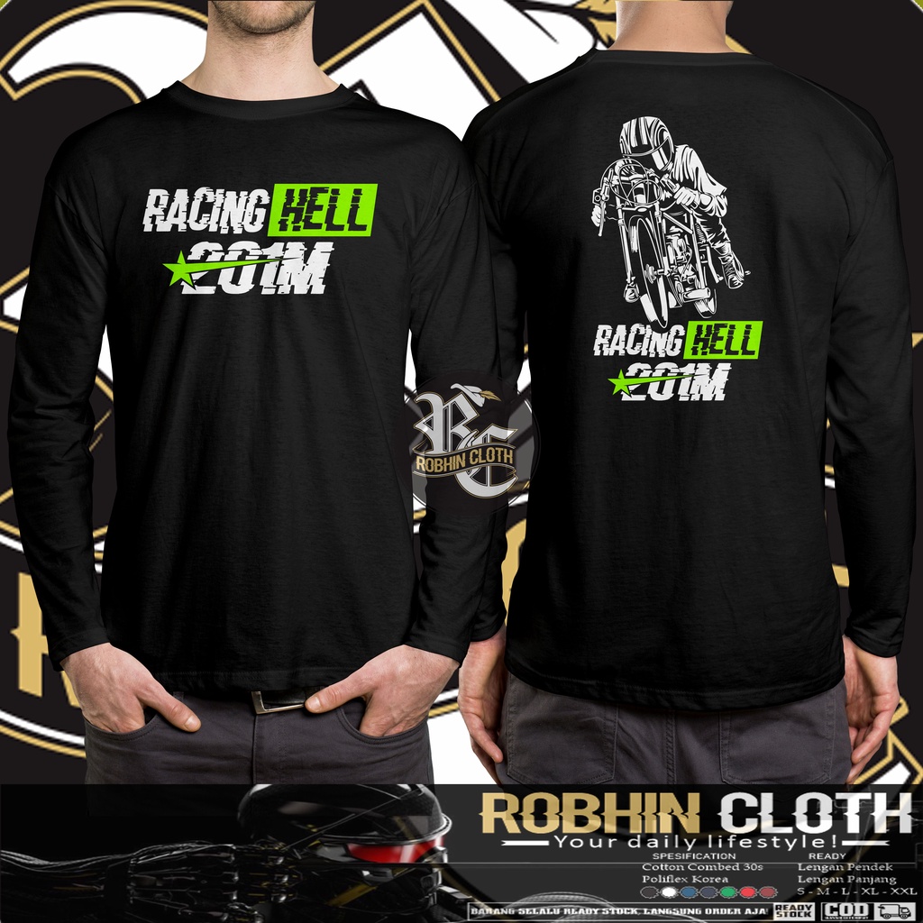 Kaos Racing Hell Racinghell 201M Drag Racer Edition Lengan panjang Baju Otomotif