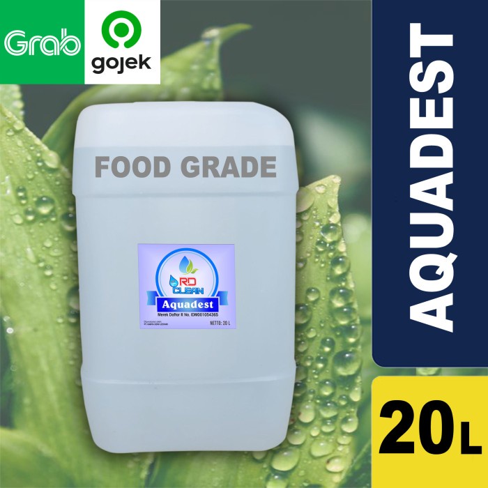 Terlaris Aquadest Aquades Distilled Water Rd Clean / Air Suling 20 Liter