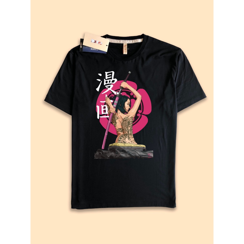 Baju Kaos Tshirt CAMOE Japan Yakuza Flower Girl