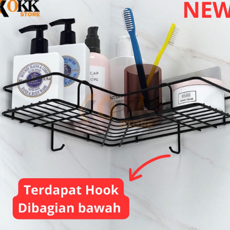 ' Cp OKK Rak Sudut Kamar Mandi Gantung Tempel Dinding Keramik / Rak Dapur Besi Serbaguna c Kemasan B
