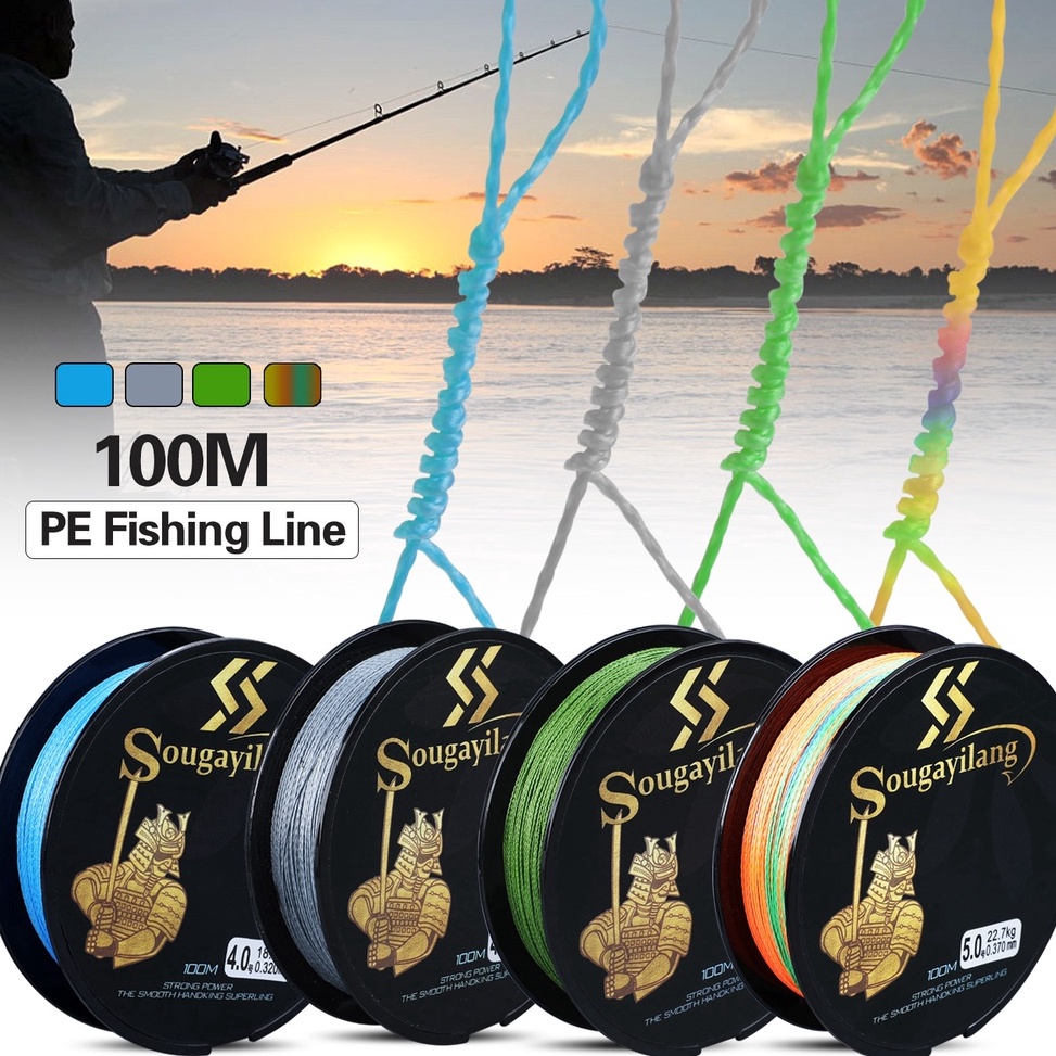Recomended Sougayilang 100M PE Jalinan Pancing 4 Berdiri 25LB-40LB