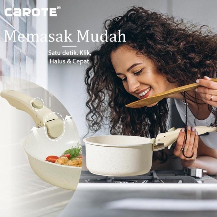 TERBARU  CAROTE PUTIH GRANIT ANTILENGKET PERALATAN MASAK 11PCS