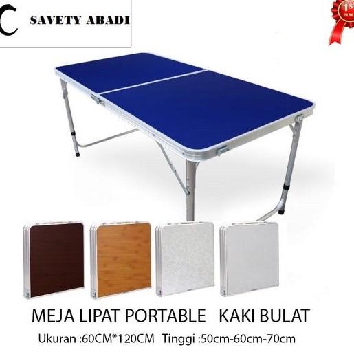 Meja Lipat Koper Hpl Aluminium Meja Kaki Bulat Meja Portable