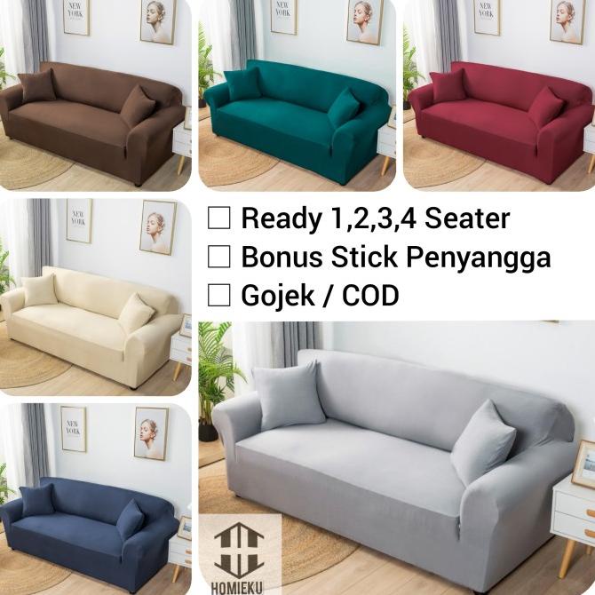 sarung sofa polos cover elastis 1 seater 2 seater 3 seater 4 seater