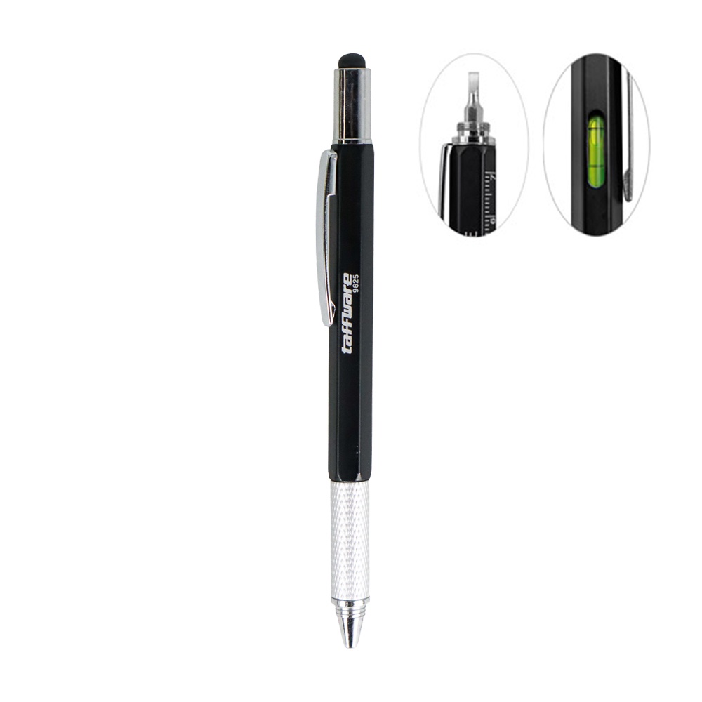 

Taffware Pena Multifungsi Stylus + Penggaris + Level + Obeng - Black