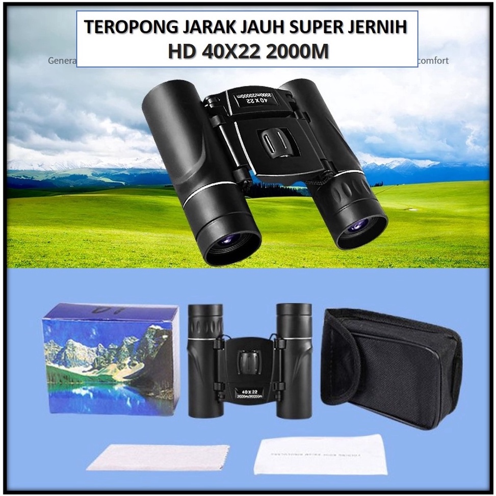 Terkini [COD] Teropong Binokular HD Long Range 40x22 Teropong Militer Jarak Jauh HD Night Vision 30 