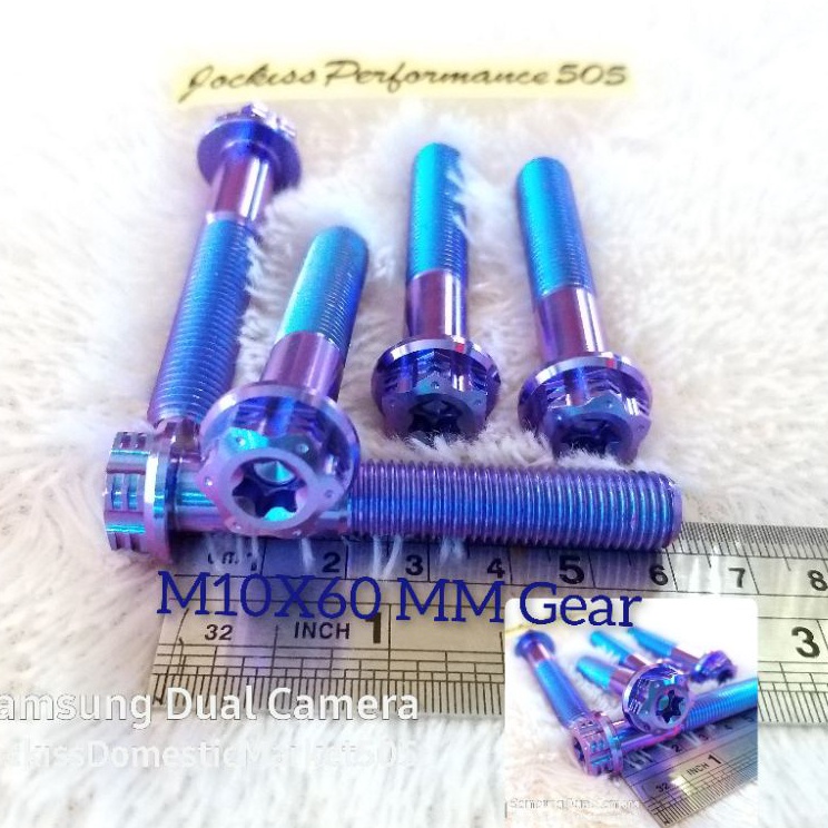 ➚GZw Baut Titanium M10X60 MM Gear Baut 14 Panjang 6 CM ✵ ❂