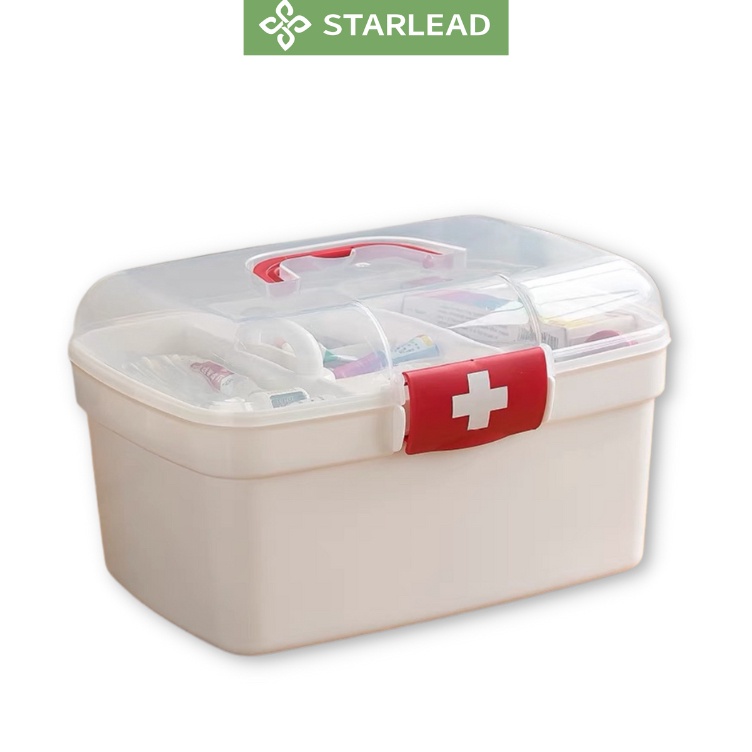 Qj STARLEAD Kotak Penyimpanan Obat/Kotak P3K/First Aid Kit Box 2 Tingkat ❆ ✢