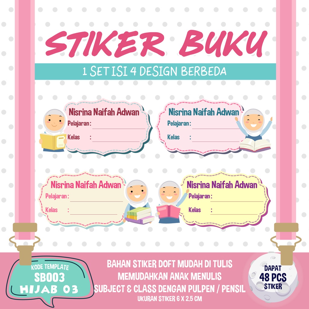 

X5Q STIKER LABEL BUKU ISI 48 / LABEL BUKU / LABEL NAMA / STIKER NAMA / STIKER LABEL BUKU PELAJARAN /