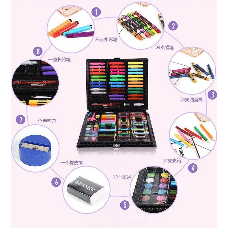 

CG9 PERLENGKAPAN MENGGAMBAR KRAYON ANAK SET KOPER 150 IN 1 CRAYON FULL ALAT MELUKIS MEWARNAI SET