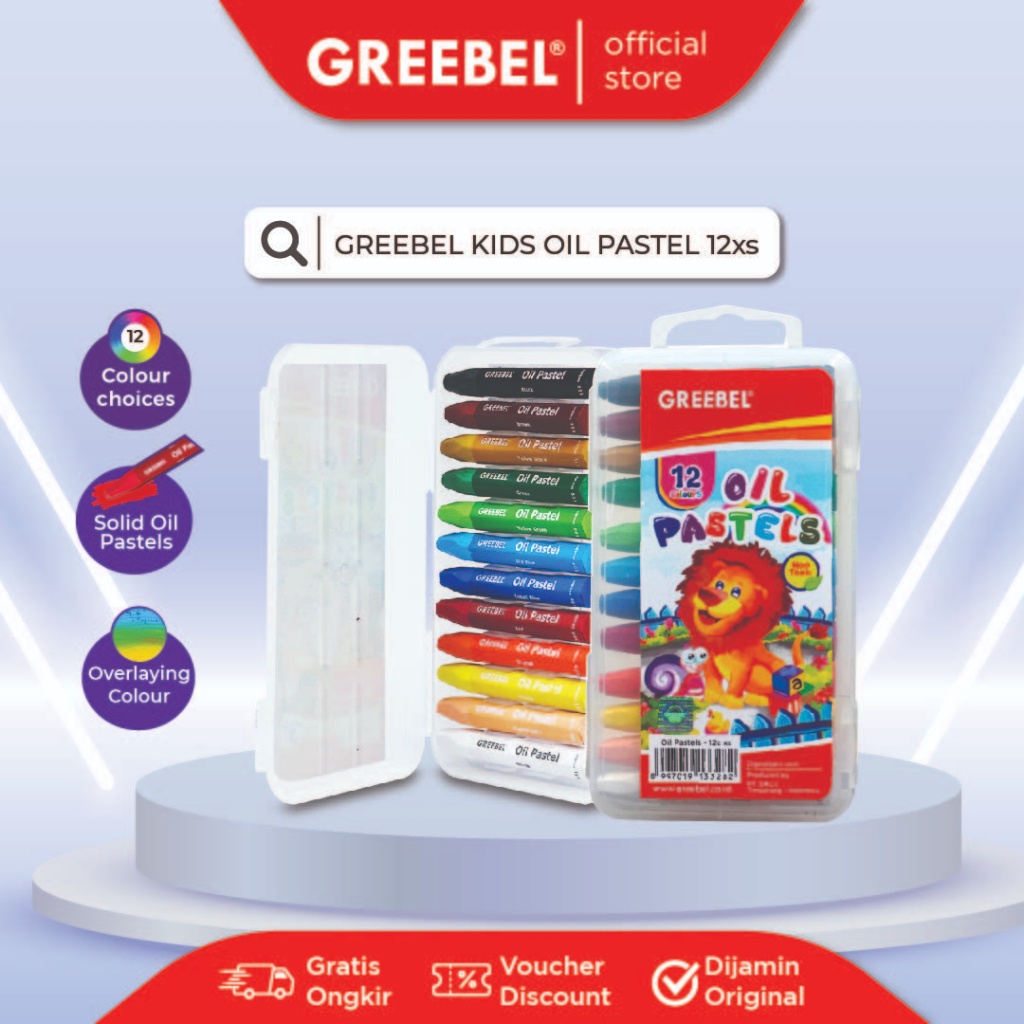 

E91 GREEBEL CRAYON KRAYON KIDS OIL PASTEL ISI (12 WARNA UKURAN XS) / TIDAK BERDEBU & CERAH ART UNTUK