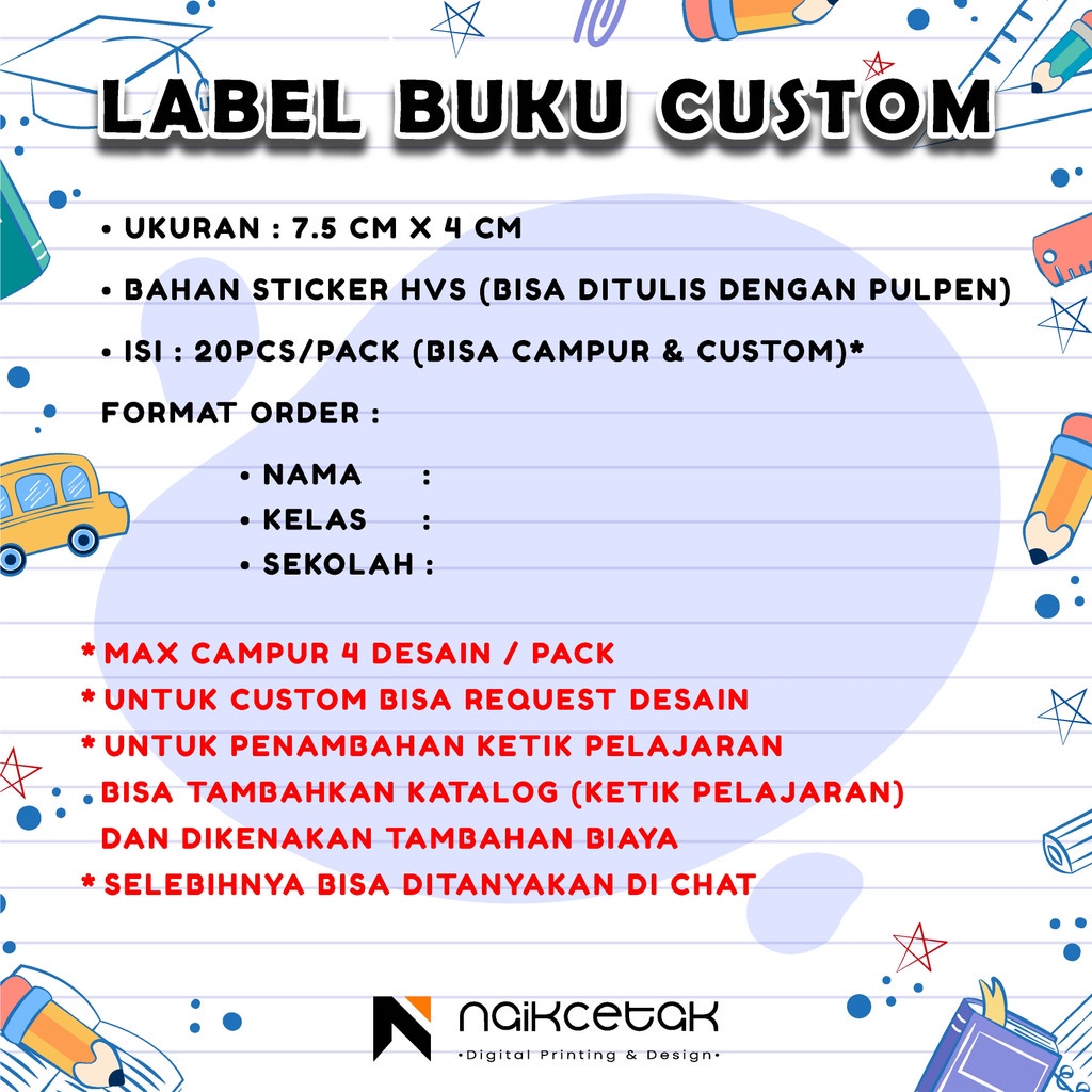 

M1P 20 PCS STICKER LABEL BUKU PELAJARAN BISA CUSTOM NAMA LUCU DAN AESTHETIC T3Q
