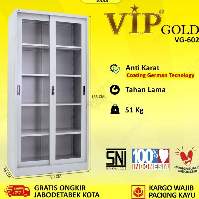 

Ready Vip Gold Vg-602 Lemari Arsip Besi Pintu Sliding Kaca Berkualitas