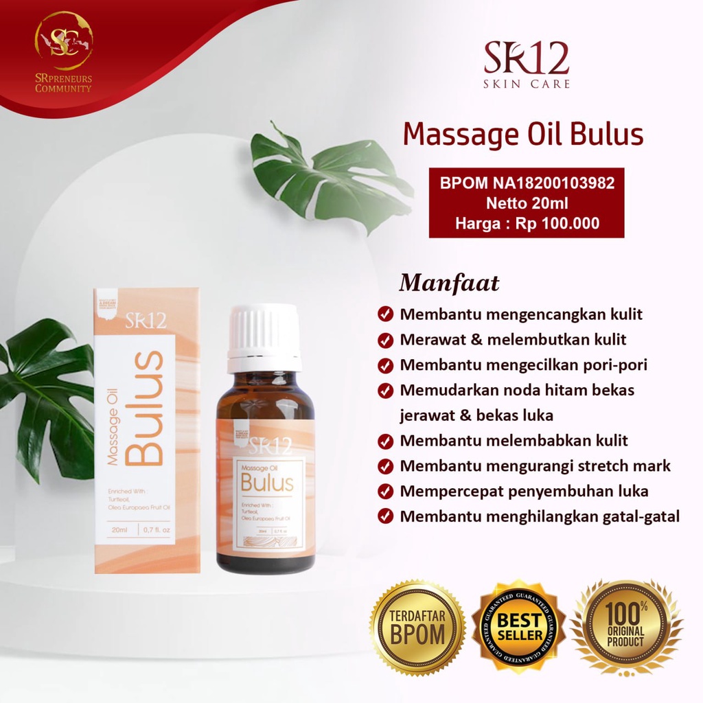 BEST SELLER MINYAK BULUS/ SR12 MASSAGE OIL BULUS / PERBESAR PAYUDARA /PERBESAR MR.P