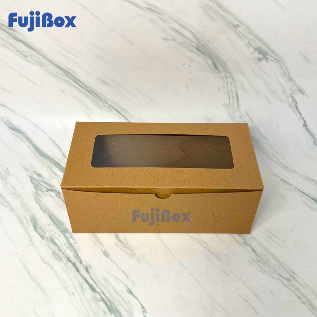 

( 10 Pcs ) Kotak Dus Kue Kraft Coklat Laminasi Jendela 11 x 22 x 8