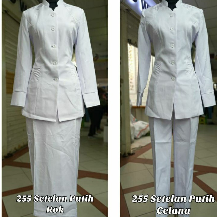 Ready Stok BAJU BLAZER SERAGAM PERAWAT , BIDAN , SUSTER , RUMAH SAKIT PUTIHPUTIH READY CELANA & ROK 