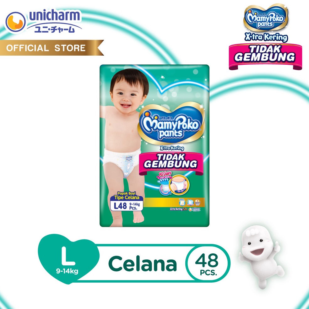 Siap Kirim.. MamyPoko Pants X-tra Kering Slim Tidak Gembung - L 48 - Popok Celana
