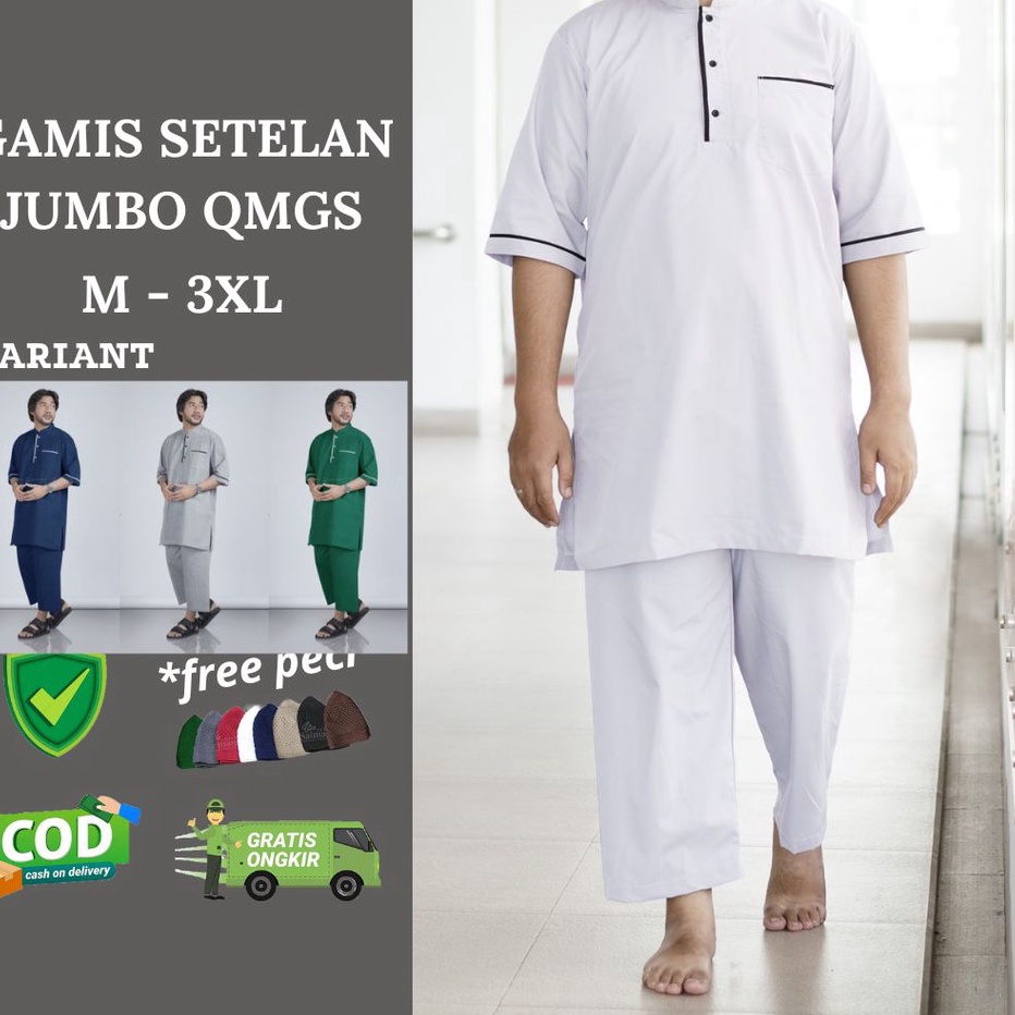 Terlaris Koko pakistan setelan jumbo pria gamis kurta 3/4 setelan baju dan celana baju muslim pria q