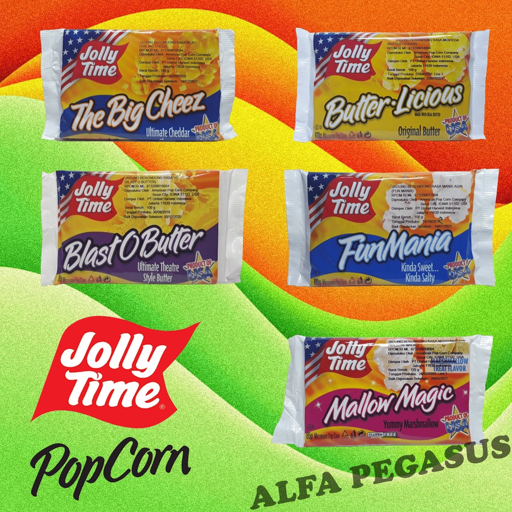 

Murah.. Jolly Time Popcorn microwave , varian rasa : TBC, BOB, FM, B L, MM BYI