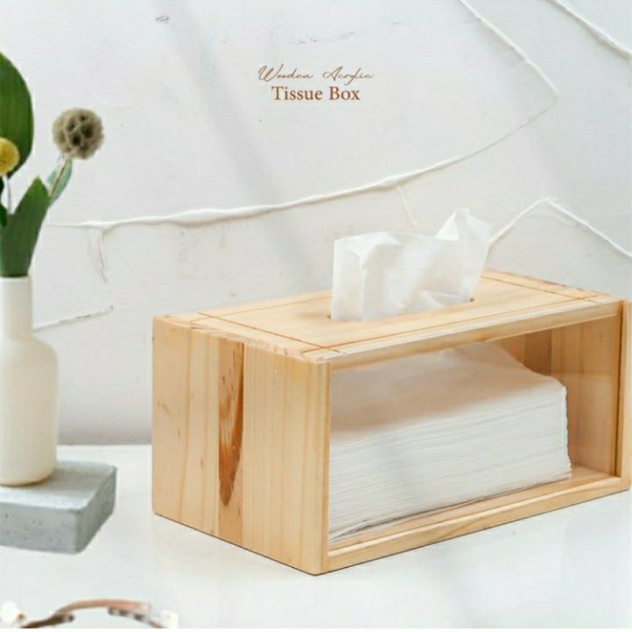 Termurah Kotak Tisu Acrylic Custom Tempat Tissue Kayu Grafir Nama Souvenir