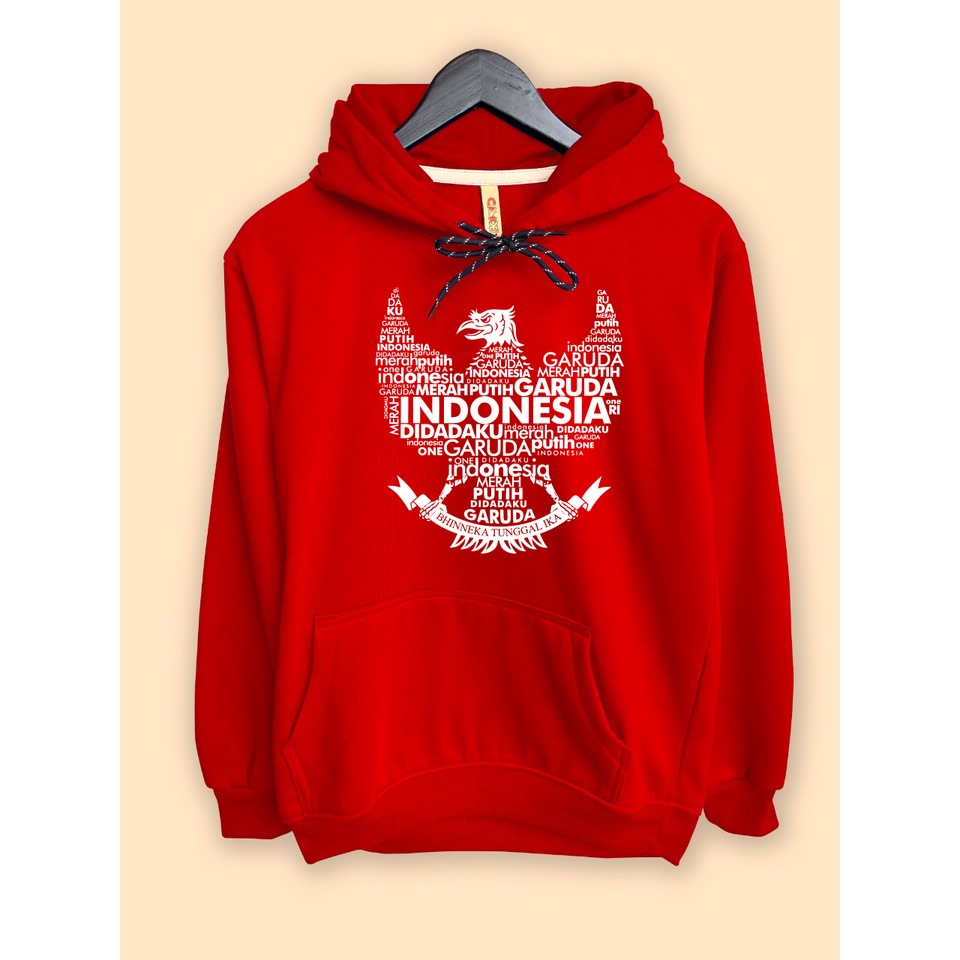 Jaket Hoodie Premium CAMOE Garuda Merah putih di dadaku INDONESIA