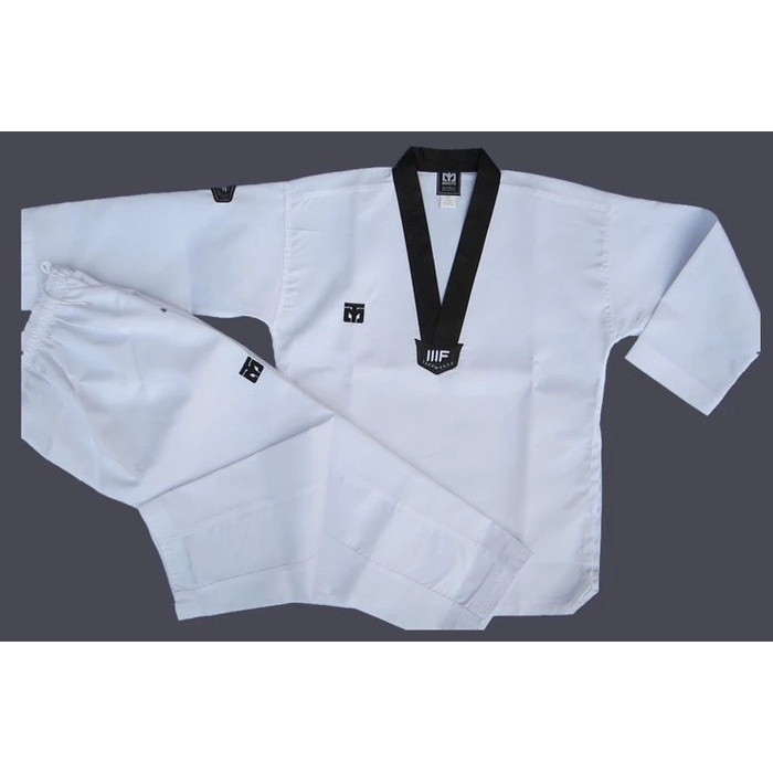 Baju Taekwondo Dobok Seragam Taekwondo Dewasa Kerah Hitam - Mooto