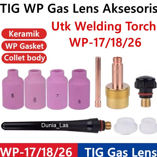 ➥ 5 PCS Tig Argon Welding Torch Gas Lens Keramik Collet Body WP17 WP18 WP26 Back Cap Gasket ✻ ➜