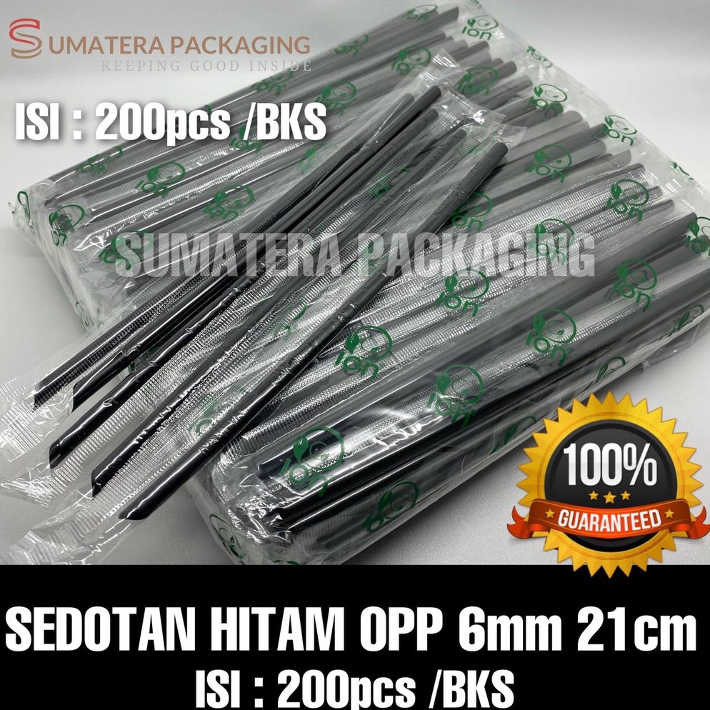 Terlarisss SEDOTAN STERIL HITAM / BENING 6mm 21cm 200pcs/BUNGKUS PLASTIK RUNCING MEDAN 621 16