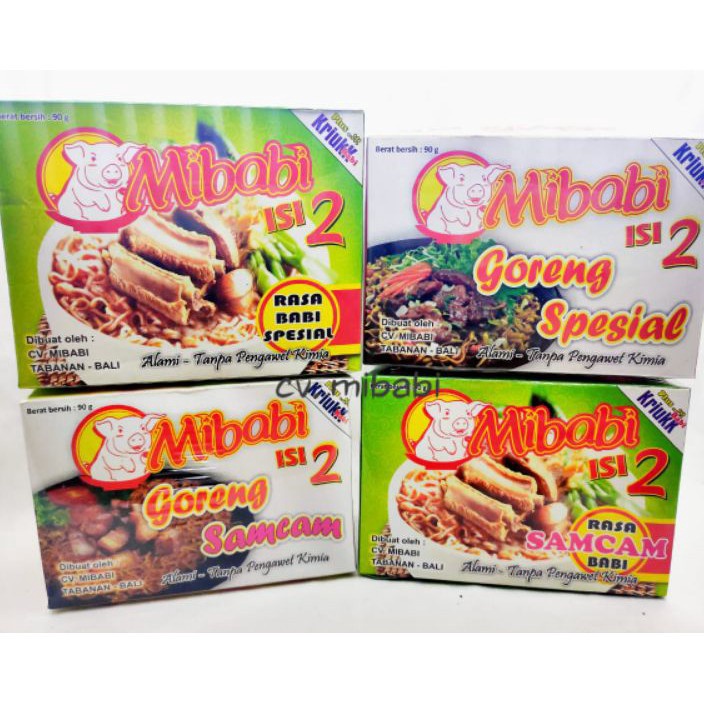 

♖ LX 10547 Mibabi Isi 2 Mi Tabanan Bali 90gr Mie Babi Mi Babi Asli Bali Kuah / Goreng Samcam Spesial Instan Realpct ♖