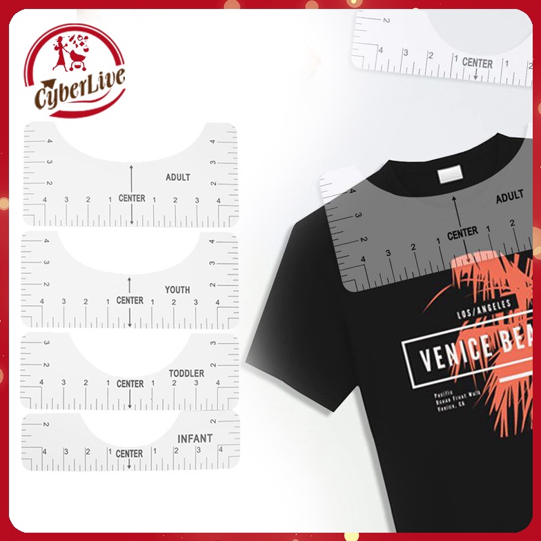 

Promo➮ 4pcs T-Shirt Ruler Transparent Penggaris Ziegel Penggaris Kaos Untuk Sablon V Neck T-Shirt Alignment Tool M46