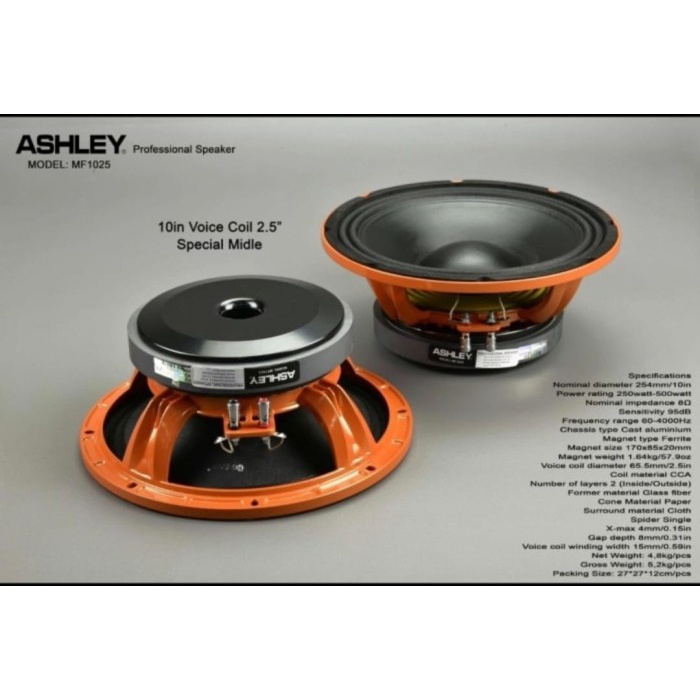 Terlaris Speaker Ashley 10 Inch Mf1025 / Mf 1025 Original Special Middle