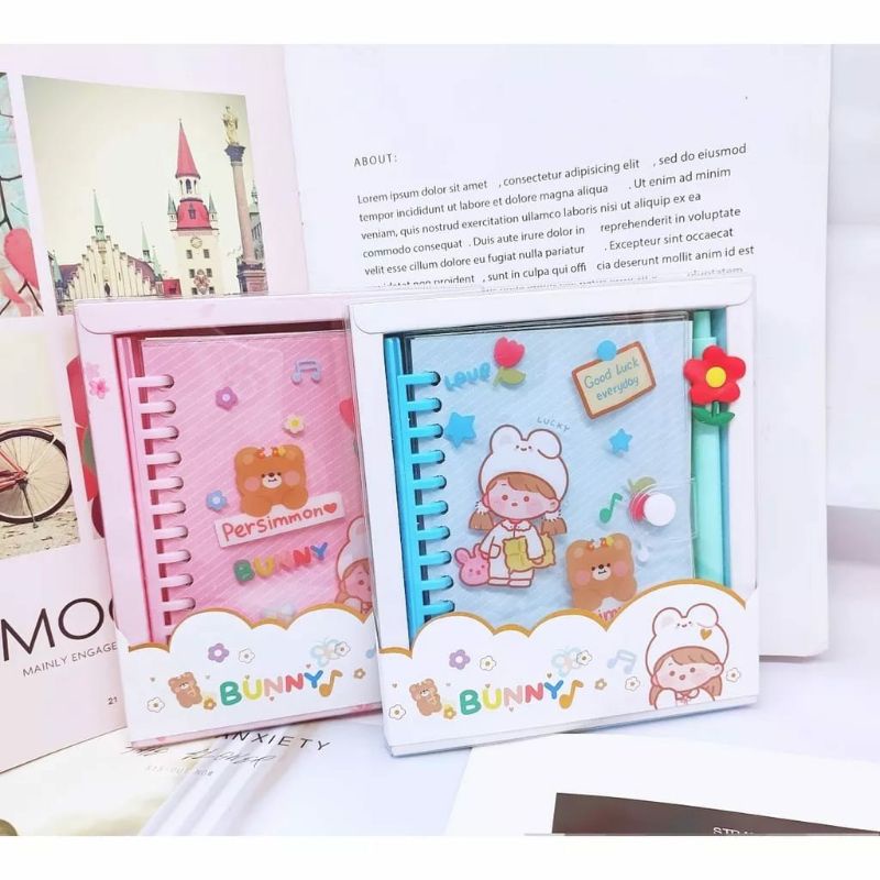 

2in1 Gift Set Buku Diary Spiral FREE PULPEN Notebook Buku Spiral Memo Girl Catatan Harian Cewek Kado Anak Sekolah Murah Exclusive Box