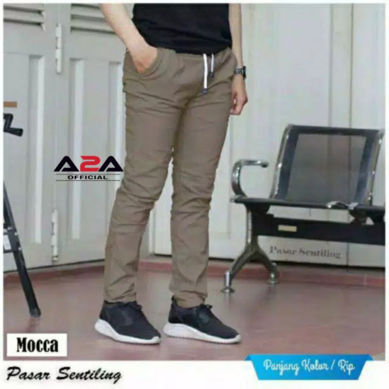 CELANA PANJANG CHINOS PRIA SIZE. 27-38 CELANA CHINOS PINGGANG KARET CHINOS PINGGANG JOGGER