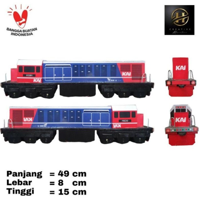 PROMO MINIATUR KERETA API LOKOMOTIF CC 201 LIVERY PERUMKA 1998 RED BLUE TERLARIS