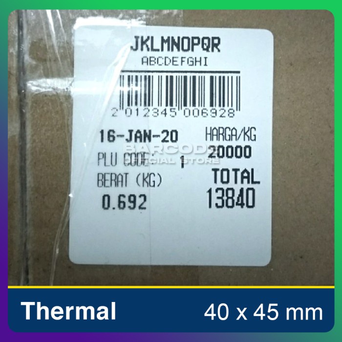 

Terlaris Label Stiker Thermal Timbangan Digital 40 X 45 - 40X45 Mm Core 1,5