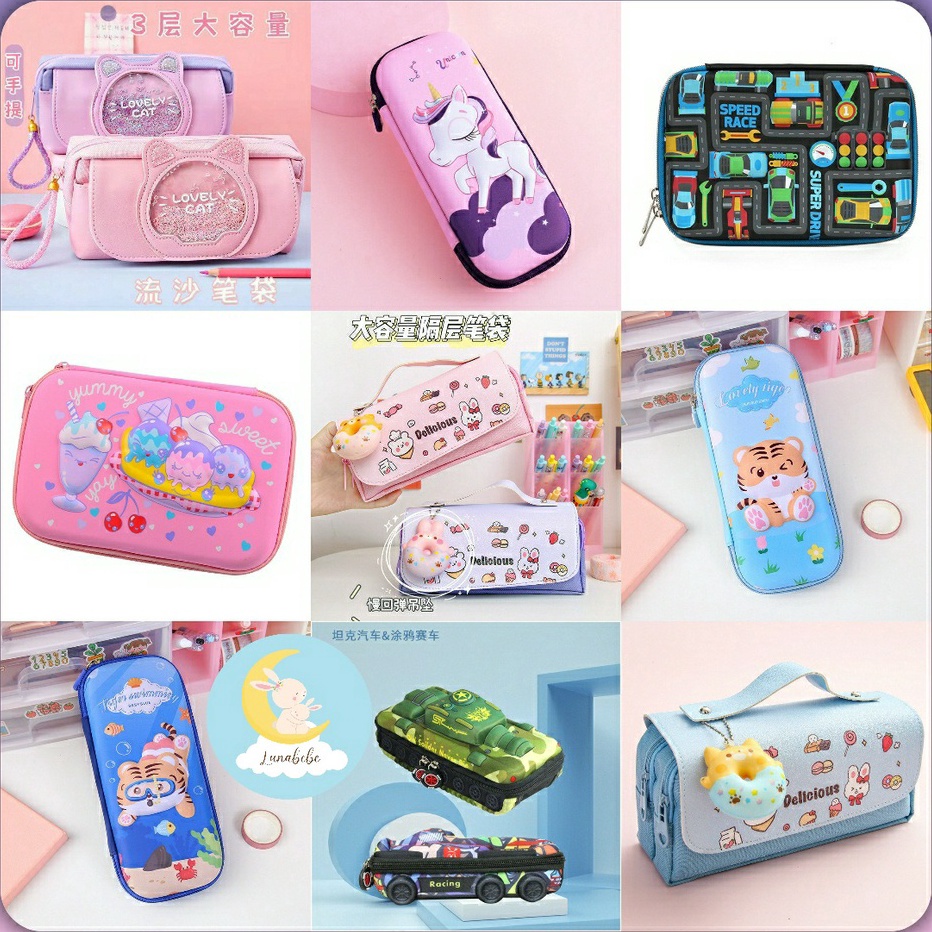

LXLN6411 [KODE 77] Tepak Tempat Kotak Pensil 3D Embos Hardcase / 3D Pencil Case Emboss Uk Small Medium Big Besar