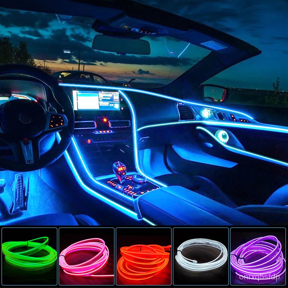 ✅&Car Interior Light Atmosphere Ambient Light Tube LED Strip Flexible Neon Lamp Glow String Light Fo