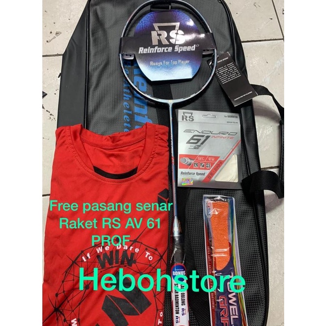 Raket Badminton NEW RS AV FLASH 61 PROF FULL SET KOMPLIT ORIGINAL