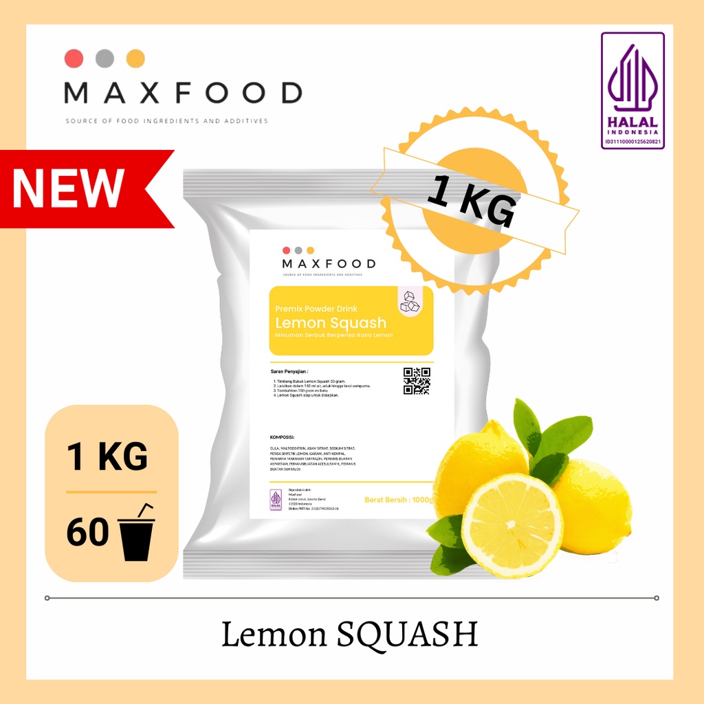 

MAXFOOD - Lemon Squash / Bubuk Minuman Squash Rasa Lemon 1 Kg