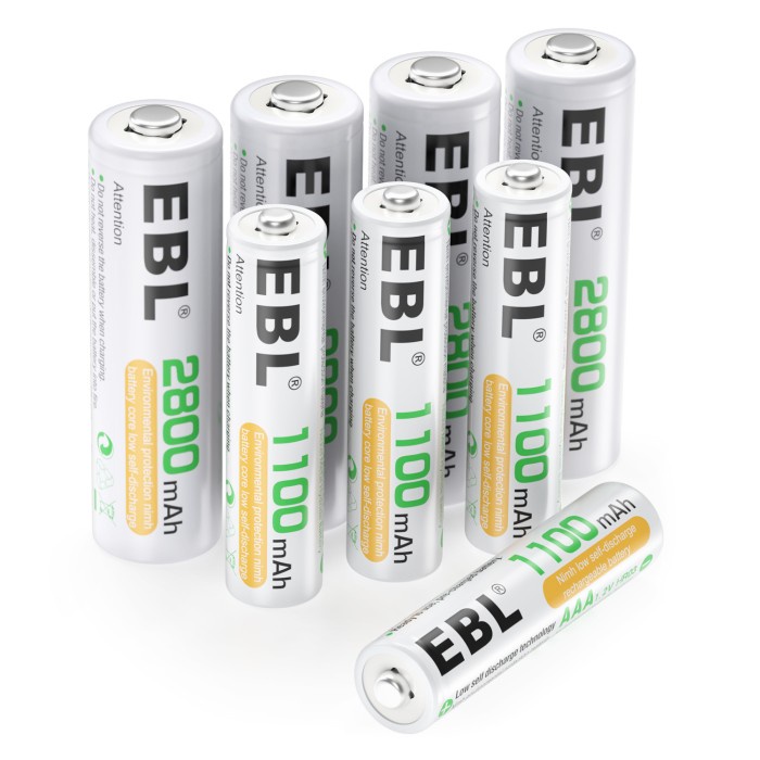 Ready EBL Battery AAA 1100 + AA 2800 mAH Rechargeable - Paket 4 + 4 Baterai