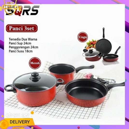 Panci Set Isi 5 Pcs Anti Lengket Promo 3 In 1 Stainless Tebal Murah Kuali 1Set Untuk Memasak Air Pua