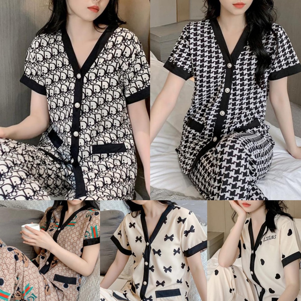 Baju Tidur Wanita Dewasa Setelan Sexy Terbaru Lengan Panjang Oneset Pyama Korean Style Import Seksi 