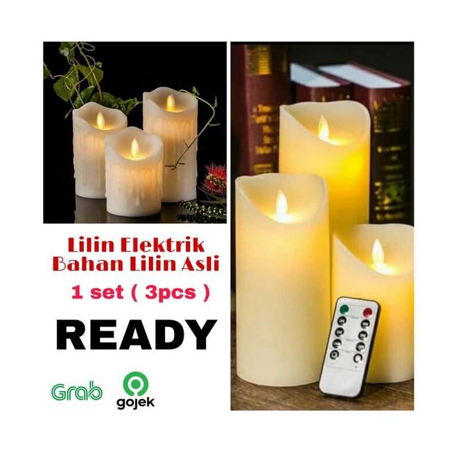 Bahan Wax Lilin Asli Lilin Besar Elektrik Goyang dengan Remote (3pcs)