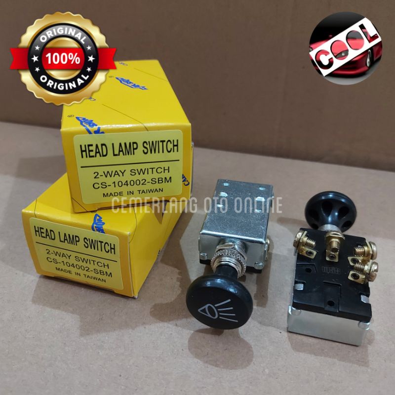 Saklar Lampu Mobil Truk Tarik 2x Carshow - Kepala Besar / Switch On Off 2 kali 2 step