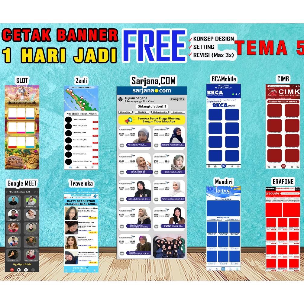 SALE CETAK BANNER WISUDA SIDANG SKRIPSI KELULUSAN GRADUATION + TIANG X BANER BANNER BNM753