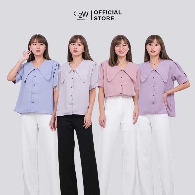 C2W Clothtowear Atasan Kemeja Kerja Casual Wanita All Size Polos Women's Clothes 799-LTC