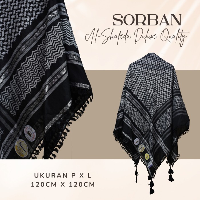 sorban Sorban model kuncir by al shafeda sorban import bahan halus dan nyaman - Hitam motif(X9A7) so