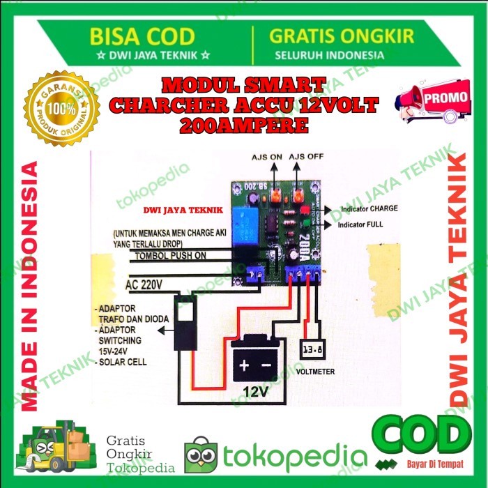 FREE ONGKIR KIT MODUL OTOMATIS SMART CHARGER AKI CAS ACCU PINTAR ORI FREE ONGKIR